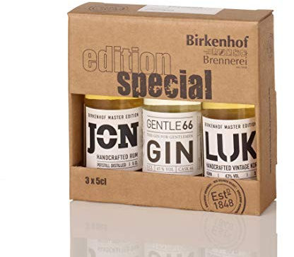 BIRKENHOF Brennerei | Tasting-Set Edition: Special handcrafted 02 - JON Rum, LUK Vintage Korn, Gentle66 Gin | (3 x 0,05l )