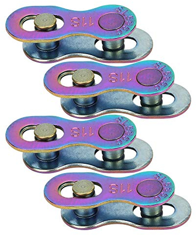 4 Paar Fahrradkettenglied, Stahl Fahrradkette Bike Schnellspanner Kettenglied Fahrradzubehör für 11-Fach Kette(bunt)