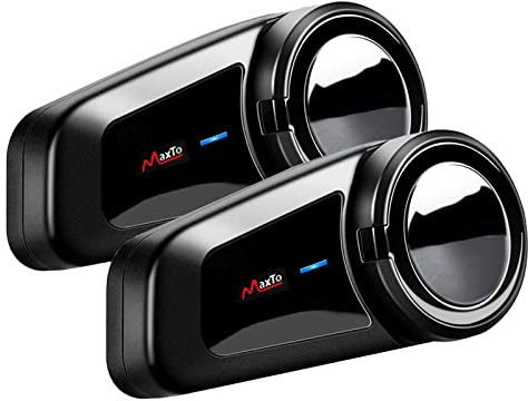 QSPORTPEAK M2 Motorrad Bluetooth Headset 5.0, Helm Intercom bis zu 6 Fahrer Gleichzeitige Kommunikation für 1000 Metern mit universeller Kopplung, CVC Geräuschunterdrückung, Sprachsteuerung.