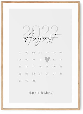 Personalisiertes Poster zum Jahrestag – Jahrestagsgeschenk für ihn, Geschenk für Brautpaar, Geschenk für Sie und Ihn zum Hochzeitstag, Hochzeit, Verlobung, Kalender Bild, ohne Rahmen