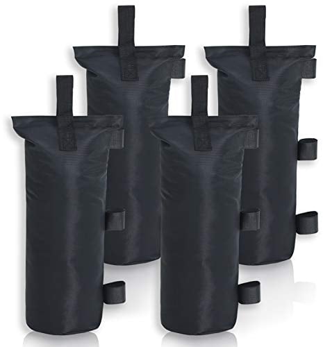 MASTERCANOPY Set of 4 Gazebo Sand Weights SandBags with Pothook for Pop Up Portable Folding Canopy, (Max, Black, Up to 48KG IN TOTAL)