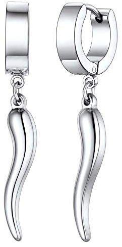 FaithHeart Edelstahl Punk Stil Kreolen Italienisches Horn Ohrstecker Creolen Hängende Ohrring mit Geschenkebox für Party