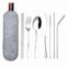 8Pcs Stainless Steel Cutlery Set Portable Spoon Fork Chopsticks Tableware Travel (Silver)