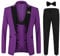 YOUTHUP Herren Anzug Slim Fit 3 Teiliger Herrenanzug Modern Smoking mit Fliege und Broschen für Hochzeit Abschlussball, Violett, XXL