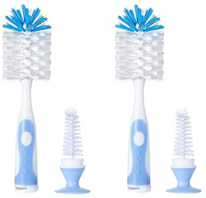 Chemimoso Multifunctional Cleaning Brush, Baby Bottle Brush, Bottle Brush Cleaner, Rotate The Suction Cup to Obtain The Small Bristle Brushes, Set X, Blue, Nylon and Nylon Brush