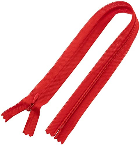 AERZETIX - C61154 - Satz mit 10 Reißverschlüssen unsichtbar 40cm Nicht trennbar - reißverschluß mit Gestell - Farbe rot - Lederwaren Jeans Hosen Kleid Rock Schieber kleidungsstück nähen