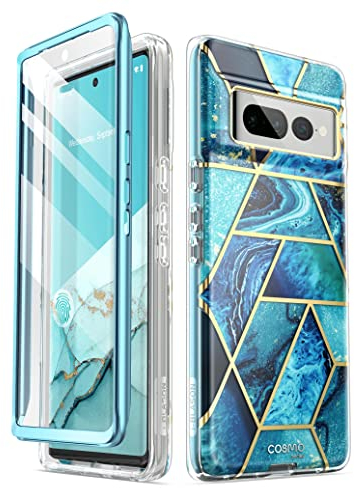 i-Blason Cosmo Serie für Google Pixel 7 Pro Hülle (2022 Release), schlanke Ganzkörper-Schutzhülle mit integriertem Displayschutz (Ozean)