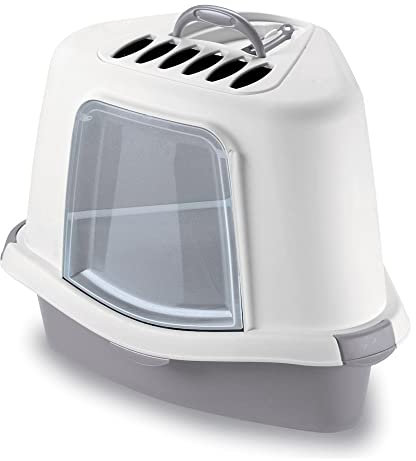 Stefanplast - Maison de Toilette Corner, 54 x 40 x 40 cm cm, Hauteur 40 cm, Gris Pierre, pour Chat.