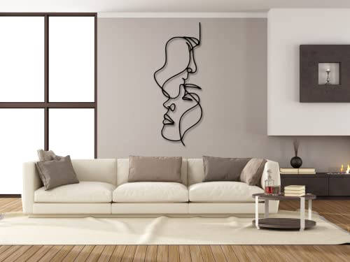 Linea dell’amore murale, Quadro moderno soggiorno, Arte minimalista 3D in legno , Quadretti da parete in nero e oro, Decorazioni muro per salotto, camera da letto, casa