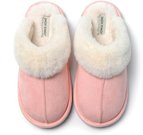 JOMIX Ciabatte Donna Invernali da Casa Pelose Calde Comode Pantofole Donna Invernali Morbide Ciabatte Ragazza Suola Memory Foam Antiscivolo X005 (Rosa, 39)