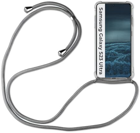 Hülle Kompatibel mit Samsung Galaxy S23 Ultra | Handykette Smartphone Halskette Hülle mit Band | Handyhülle mit Kordel zum Umhängen Kompatibel für Galaxy S23 Ultra | Grau