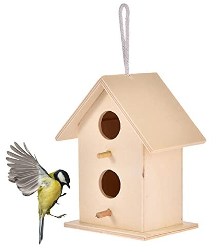 Casetta per uccelli | Casetta per uccelli in legno da appendere all'aperto, casetta per uccelli naturale fatta a mano per cortile/patio, decorazione fai da te