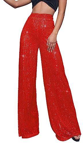 QUINTRA Damen-Hosen mit hoher Taille, locker drapiert, weites Bein, modische Freizeithose Jeanshose Mit Taschen (RD1, S)