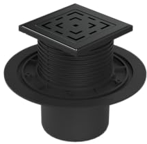 Bodenablauf - Duschablauf 125 x 125 mm - Edelstahl schwarz - DN 110 - Geruchsverschluß - 8 verschiedene Varianten (LABYRINTH)