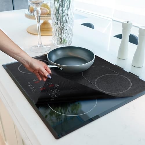 HomeMakers Translucent Induction Hob Protector Mat | Large 61x53cm Magnetic Cover | Heat Resistant | Scratch Protection for Cooktop | Non-Slip | Cooking Function Silicone Mat