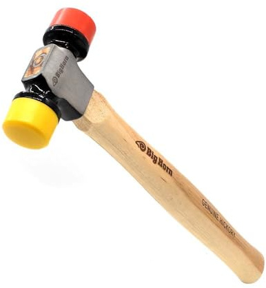 Big Horn 15129 12 Oz Double Face Non Marring Mallet, Hickory Handle, Forged Steel Head