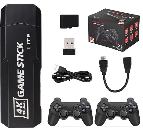 Wireless Retro Game Console,Plug and Play Game Machine with 58000+ Classic Games,TV Video Game Stick with 2.4g Wireless Controller,9 Emulators,4K HDMI Output,Gift for Adults and Boys