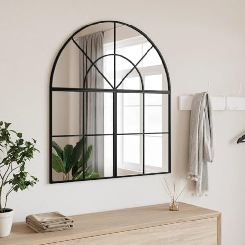 ARKEM Wall Mirror Black 80x40 cm Arch Iron,Large Modern Mirror Brushed Frame Wall Mirror Metal Framed HD Glass Wall Mirror for Makeup Bathroom Living Room