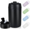 TOPAHGOD Mug Isotherme avec Couvercle, 500ml Tasse à Café Isotherme avec Poigné et Paille, Tasse Isotherme Acier Inoxydable sans BPA, Gobelet Isotherme pour Voiture, Mug de Voyage Isotherme, Noir