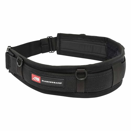 Diamondback The 4 Tool Belt - Padded Tool Belt for Men & Women - Ideal Framer Carpenter Ironworker - Tool Belt Only, Black, Medium
