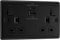 BG Electrical Double Switched Wall Plug Socket with Fast Charge Type A & C USB Charging Ports, Nexus Metal, Matt Black, 13A, 22W, NFB22UAC22B