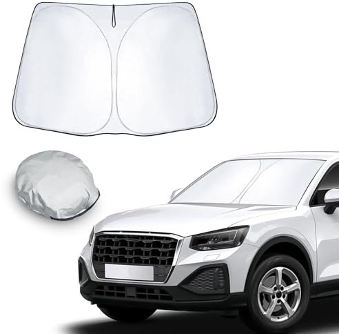 CDEFG Compatible con Audi Q2 2016-2023 2024 Parasol Coche Delantero Parabrisas Protector Plegable con Gran Pantalla Anti UV Rayos Mejor Fresco-Parasol Q2 Accesorios
