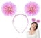 Haarreif Karneval Damen Pom Pom Stirnband mit Folienstreifen Glitzereffekt Haarband Flauschige Ball Haarschmuck Shinning Karneval Headwear für Halloween Weihnachten Party Haare Dekorative Damen(Rosa)