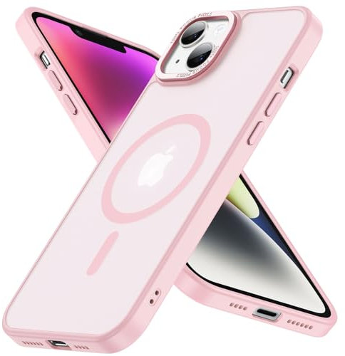 Cokwi Magnétique Coque pour iPhone 15 Plus, iPhone 14 Plus (6,7 Pouces), Compatible with MagSafe Antichoc Ultime – Magnétisme Puissant et Protection Militaire -Etui Translucide Mat - Rose