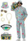 Ezuwail Karneval Kostüm Herren Festival Outfit Halloween Fasching Kostüm Herren 80er Jahre Mottoparty Holiday Cosplay Outfit 9Stk(Grün/S)