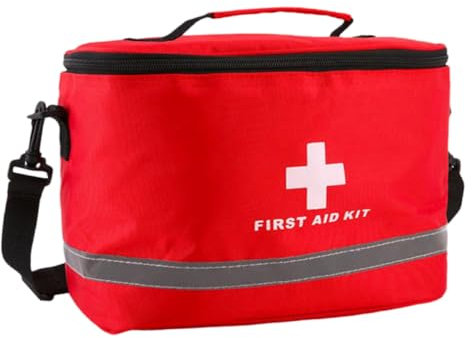 NULYLU Zylinderförmige Erste Hilfe Tasche Groß Material Mit Schultergurt Schnallbar Tragbar Für Outdoor Notfälle Reise Überlebensset Rot