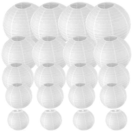 FYOBOT 20 Paket Chinesische Runde WeißE Papier Laterne, Papier Laternen HäNgende Laternen Hochzeits Feier Dekorationen