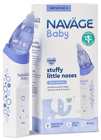 Navage Baby Nasal Aspirator - Gentle, Pediatrician Endorsed Nasal Aspirator for Baby Congestion & Stuffy Noses - Baby Nose Sucker w/ Lights, Lullabies & BPA Free Silicone Tips