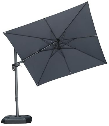 PURPLE LEAF 2.5 X 2.5 M Garden Cantilever Swivel Parasol, Large Rectangular Patio Umbrella with Crank Handle and Tilt for Balcony and Outdoor, Light Grey