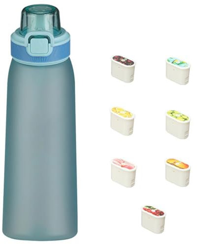 Luft Wasserflasche 700 ml Sport Air Wasserflasche mit Pods BPA Frei 0 Zucker Trinkflasche mit 7 Geschmack Pods 0 Kalorien zum Fitness (E)