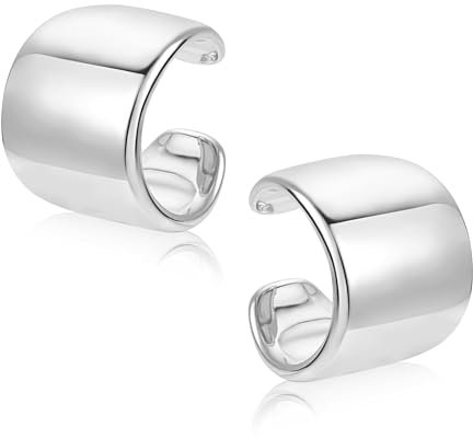 ALEXCRAFT Chunky Ear Cuff Silber Edelstahl Non-Piercing Fake Helix Knorpel Manschette Ohrringe Conch Manschetten Ohrringe für Frauen Freundin Mama