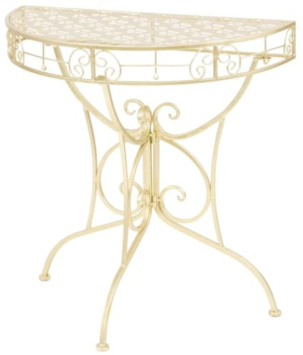 AJJHUUKI Outdoor Möbel Beistelltisch Vintage Style Halbrund Metall 72x36x74cm Gold-Möbel