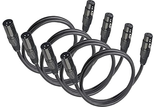 jindaaudio XLR Cables, DMX Cable Male to Female (4Pack), Microphone Cable 6.5ft/2m Wire Extension Connectors, Light Terminator 3 Pin Connector for Stage Lights Signal Connection