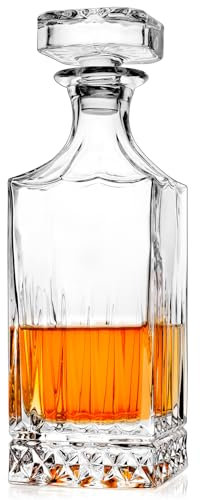 Cambareign Whiskey Decanter, 860ml Crystal Liquor Decanter with Stopper, Glass Decanters for Alcohol, Soctch, Bourbon, Whiskey Gifts for Men