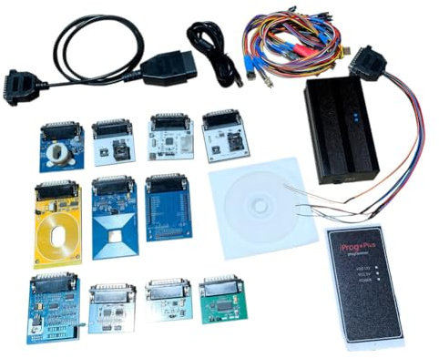 Eeuye Outil de Réparation Automatique Iprog+ Plus 12 Adaptateurs V85 Iprog 777 Outil de Programmation de Clé de Voiture Prend en Charge IMMO+KM Jusqu'en 2020