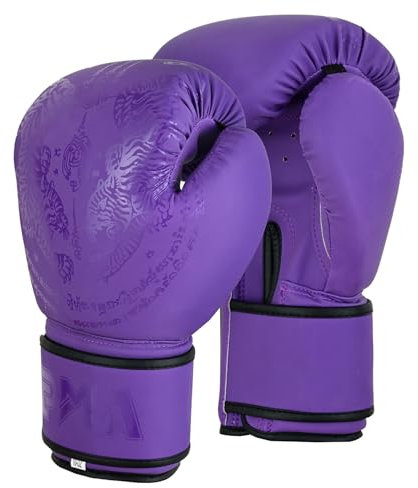 Playwell Guanti da Muay Thai Twin Tiger Sak Yant opachi – Viola (10 oz)
