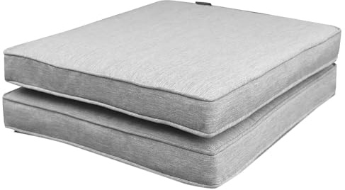 Calma Lux® Bankauflage 2xStuhlkissen mit abnehmbarem Bezug Bankkissen Bankpolster Polsterauflage Auflage für Gartenbank (Hellgrau, 50 * 50 * 7)