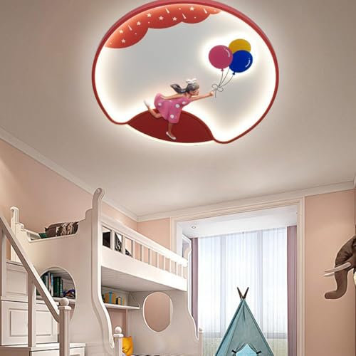 LED Babyzimmer Deckenleuchte Rosa Prinzessin Luftballon Kinderzimmer Lampe Dimmbar Kreativ Harz Pendelleuchte Schlafzimmer Mädchen Modern Karikatur Kinder Deckenbeleuchtung mit Fernbedienung 50cm, 30W