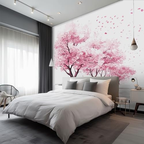 Pink Tree Wallpaper for Walls - Blossom Floral Wall Paper, Tree Home Decor, Non-woven Waterproof Print Wallpapers for Bedroom Living Room, Feature Walls Mural 150x105 cm - BXA83