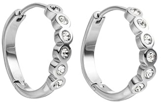 Purelei® Reef Ohrringe – Creolen aus Edelstahl mit weißen Zirkoniasteinen – 18K vergoldet – Geschwungenes Design, 20 mm – Curated Ear Schmuck – Gold/Silber/Roségold (Silver)