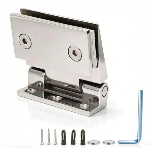 Shower Door Hinges, Heavy Duty Glass Door Hinges Stainless Steel Bathroom Gate Clamp Single Side Hardware Replacement for Bathroom Glass Gate
