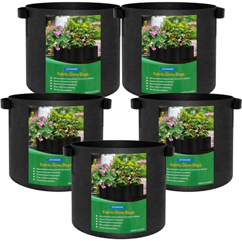 Joyzakzak 5x30L Stück Pflanzsack Filz & Vliesstoff Pflanztaschen Tomaten Kübel,Stofftopf Reißfesten Pflanzsak Pflanzsäcke Pflanztasche Stofftöpfe für Balkon Terrasse Balkon&Garten