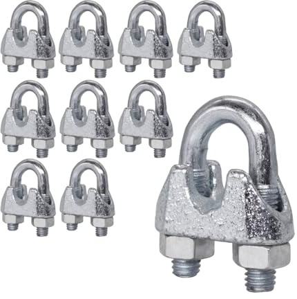 SKIR'CO (10 pièces) Serre-câbles M8, serre-câbles DIN 741, serre-câbles en acier pour câble Ø 10 mm, étrier à étrier en U