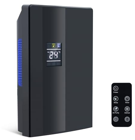 CITYBEE Luftentfeuchter Elektrisch Dehumidifier Leise - Raumentfeuchter mit Ablaufschlauch Fernbedienung 24h Timer Abtauen & UV-Reinigung - Entfeuchter für Keller & Schlafzimmer Raumgröße ca. 25-30m²