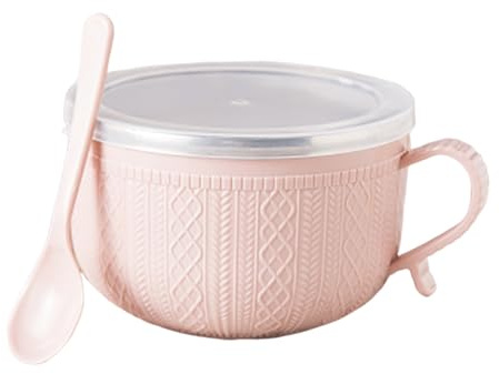 Grande tazza da zuppa, 708,7 g, con coperchio, tazze da zuppa con manici, per tè, Natale, avena, pranzo, noodle, panini