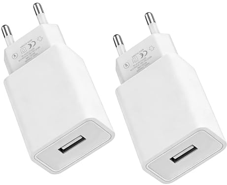 2 chargeurs USB 5V2A compacts pour Smartphones, Montres, écouteurs, Blanc | Qualité fiable, conception pratique et utilisation polyvalente pour les besoins quotidiens.